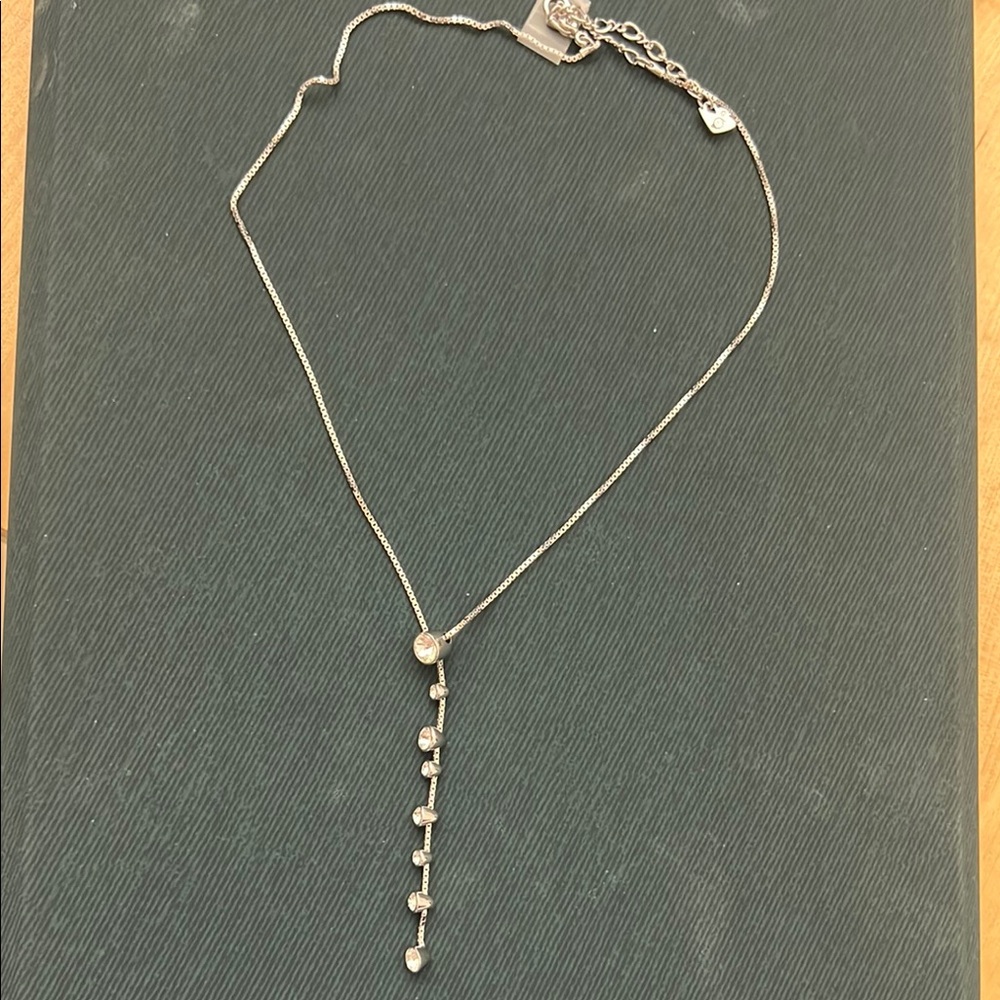 Minimalist Silver Necklace with Vertical Pendant